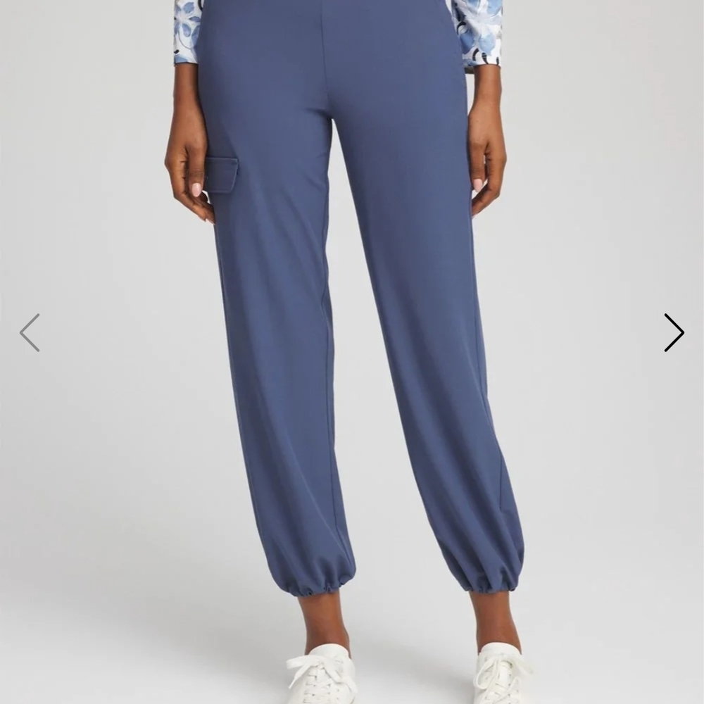 Chico's Slate Blue Track Joggers with Cargo Pocket